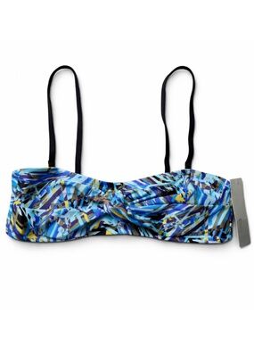 Vintage Y2K NWT Body ID Vibrant Abstract Blue Bandeau Style Bikini Top